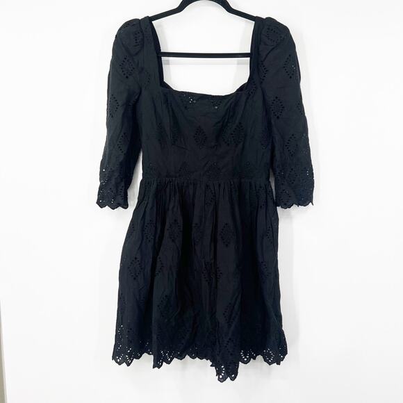 Cara Cara Dresses & Skirts - Cara Cara Black Eyelet Puff Sleeve Dress